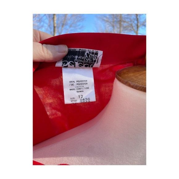 Vintage | 70's Select by Elite Red Button-Up Short Short Sleeve Cuffed Sz 12 - Picture 6 of 7